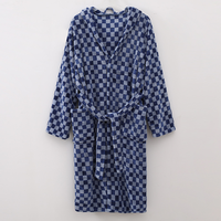 Peignoir unisexe rétro à carreaux vert, taille élastique, en tissu peigné de luxe à poils longs, thermique, longueur genou, saison printemps