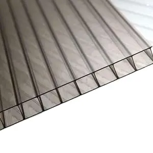 Panel de techo de 6mm, 8mm, 10mm, revestimiento UV transparente, lámina de bronce de policarbonato monolítico de doble pared múltiple