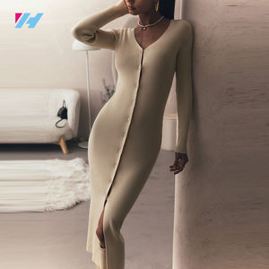 Knitwear Manufacturer Custom Knit Women Long Sweater <strong>Cardigan</strong> and Dress Luxury Elegant <strong>Rib</strong> Knit Maxi Sweater Dress