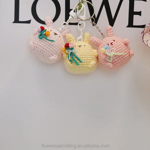 Tùy Chỉnh Chất Lượng Cao Tay Dệt Kim Bông Chubby Thỏ Crochet Keychain Handmade Keyring Đối Với Khuyến Mãi Và Quà Tặng - Product Image 2