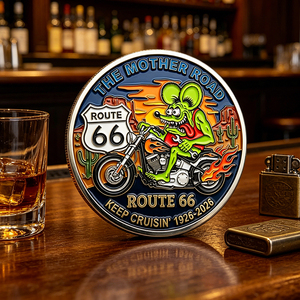 Monedas Conmemorativas Temáticas de Route 66 al por Mayor, Monedas de Desafío con Diseño de Rat Fink en Relieve a Doble Cara, Regalos Coleccionables - Product Image 5