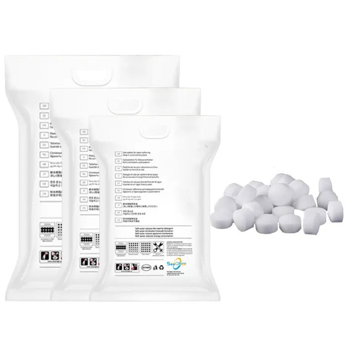 White Tablet and Particle Clean Choice 99.9 Percent Pure Salt Cubes