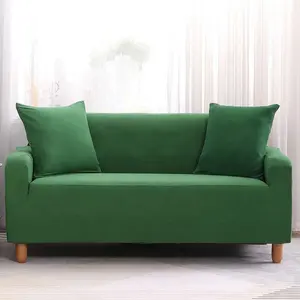 Cheersee capa de sofá de 3 lugares, capa de sofá elástica azul escuro lisa e macia para móveis de casa