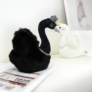 Animale nero bambola cigno bianco bambola cigno peluche per bambini regalo decorazione di nozze nero cigno bianco - Product Image 2