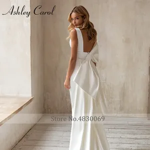 Ashley Carol sirena vestidos De novia para mujer Sexy satén desmontable tren cuello en V imperio <span class=keywords><strong>2</strong></span> en 1 Vestidos De Novia - Product Image 6