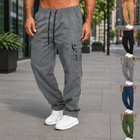 Pantalon cargo décontracté pour homme, taille élastique avec cordon de serrage, multi-poches, coupe décontractée, polyester, pour le travail, la randonnée, tactique, ODM OEM