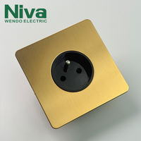 Niva prise française EU Standard luxe Vintage panneau en acier inoxydable interrupteurs et prises d'éclairage mural