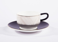 Services de table en porcelaine minimalistes de luxe, motif végétal noir et blanc, pour café, thé et restaurants