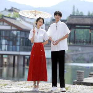 Conjuntos de Hanfu de estilo chino para parejas, conjuntos de verano para fotos de graduación y actuaciones en escenario - Product Image 3