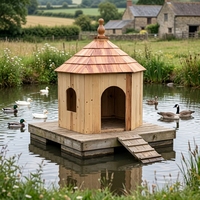 Nichoir flottant en bois de qualité supérieure pour canards |   Abri pour oiseaux aquatiques d'extérieur avec plateforme flottante