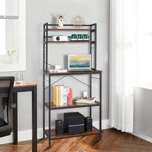 Carrito de Cocina Industrial de 5 Niveles DB con Estantes de Madera y Ganchos en Forma de S para Almacenamiento y Exhibición - Product Image 4