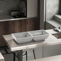 Nouveau produit 5.7 pouces gris divisé mélamine restaurant sauce plat avec brun jante