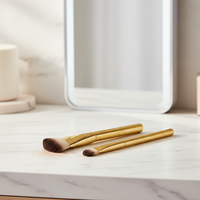 Pinceaux de maquillage pour les yeux en gros personnalisés, mini pinceaux à sourcils vegan dorés scintillants, pinceau correcteur