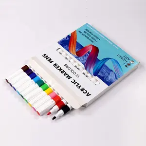 New 12 Colors water based DIY Pen medium point Acrylic Paint markers