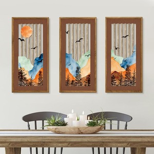 Natural Landscape Mountain <b>Wall</b> Art Wooden <b>Frame</b> Bohemian Home Decor Hanging Plaque - Product Image 3