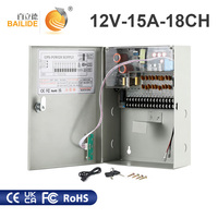 Boîtier d'alimentation centralisé UPS 12V 15A 18CH, large plage de tension d'entrée 100-240V AC, haute efficacité 85% pour les systèmes de vidéosurveillance et de sécurité