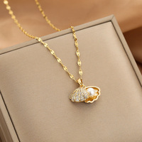 Collier pendentif chaîne croix en zircon cuivre plaqué or 18 carats imitation perle pierres pour femmes créatif marin style mode coréenne