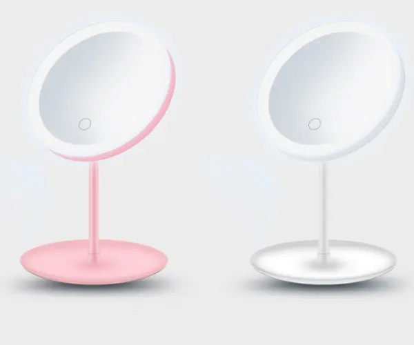 Miroir de courtoisie à LED miroir lumineux de bureau miroir de courtoisie pliable rechargeable