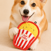 Jouet interactif pour animaux de compagnie en peluche grinçante, couineur, à mâcher et à tirer, en forme de pizza, burger, hot-dog, popcorn, pour chiens, thème fast-food