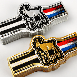 Die Cut Glossy Gold Foil <strong>Sticker</strong> Embossment in the Shape of Custom <strong>Printed</strong> Cigar Band Ring Wrap Label for Ciga - Product Image 1