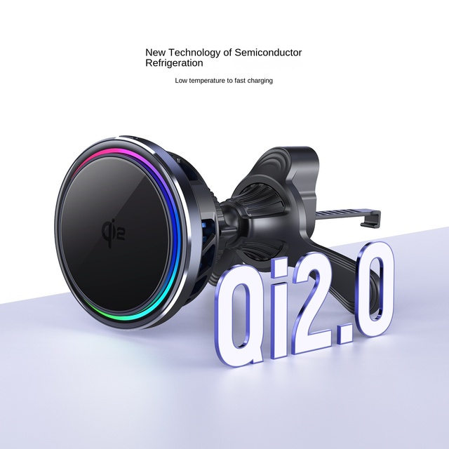 QI2.2 Car Wireless Charger for Earphone Magnetic 9V/2A Semiconductor Refrigeration Fast Charging Type-C Port Mobile Charger