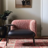 Fauteuil moderne en tissu et cuir | Fauteuil d'appoint avec cadre en métal pour le salon ou le hall de l'hôtel