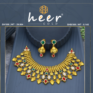 Collar de oro de diseño con pendientes Jhumka tradicionales, joyería étnica nupcial para mujer, collar nupcial étnico - Product Image 2