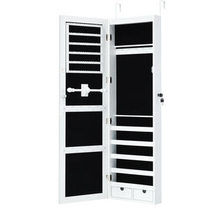 Armoire à bijoux miroir à fixer sur porte avec éclairage LED, organisateur de rangement en plastique 10-20 L pour bijoux - Product Image 1