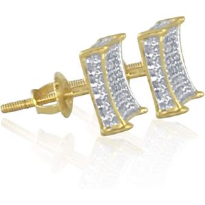 Boucles d'oreilles clous en or jaune 10K avec diamants pavés Jewelspaark 0,22 carat, longueur 8 mm, pour femme, usage quotidien - Product Image 1