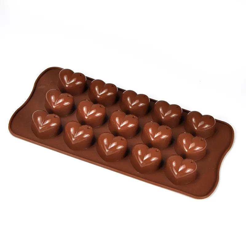 MANJIA 15 delik kalp şekilli fondan kalıp çikolata sakız yapıştır kalıp kek dekorasyon araçları silikon kalıp