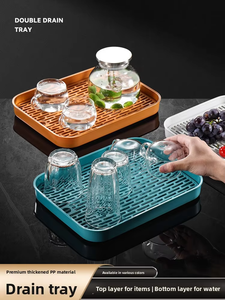 Hot Sale Double Tier Kitchen Sink Drying <b>Rack</b> Draining Board <b>Dish</b> Bowl Cup Drain Tray - Product Image 6
