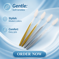 Kit d'accessoires hôteliers personnalisés, kit d'hôtel portable, kit de voyage jetable avec brosse à dents, kit de brosse à dents souple avec manche en PS transparent pour les invités de la maison