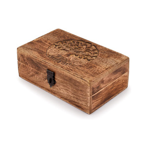 Wooden Carved Storage <b>Box</b> Rectangle Tree Of Life Pattern <b>Lockable</b> Retro <b>Jewelry</b> <b>Box</b> Custom Made - Product Image 5