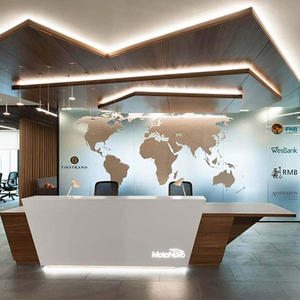 Escritorio de recepción de madera y superficie sólida de alta calidad personalizado Escritorio de oficina de diseño simple para 2 Recepcionistas - Product Image 2