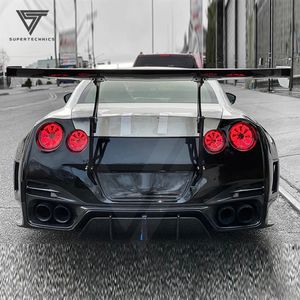 Ömür boyu tarzı yarım karbon Fiber Nissan GTR GTR için geniş vücut kitleri 2008-2016 araba tekerlek kemer ön arka tampon yan etekler Hood - Product Image 3