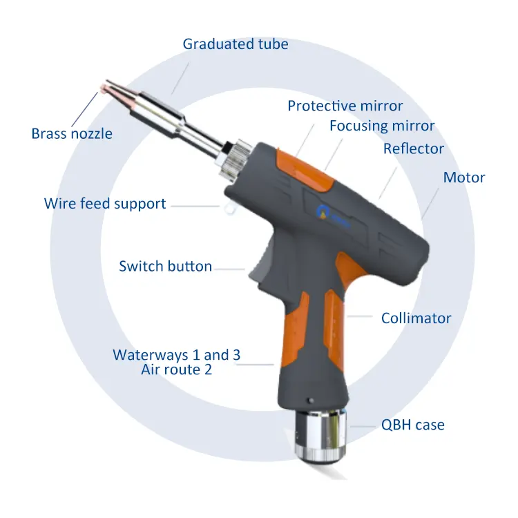 Xách tay thép carbon thép không gỉ nhôm máy hàn làm mát bằng không khí làm mát bằng laser cầm tay máy hàn sợi Laser súng