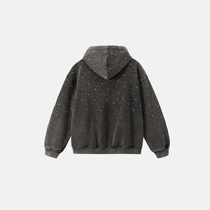 Sudadera con Capucha KingSen de Invierno, Estilo Urbano, Bordada con Pedrería, Felpa, 100% Algodón, Lavada al Ácido, con Cremallera, Estilo Hip Hop, Personalizada para Hombre - Product Image 5