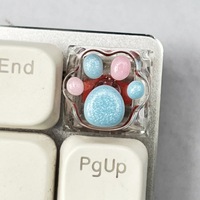 Cute Pink Handmade Cat Claw Keycaps Transparent Resin Shine Through Detachable Keyboard Creative Caps for MX Mechanical Keyboard