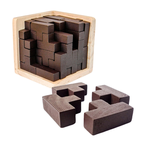 Rompecabezas de Cubo 3D de Madera, <span class=keywords><strong>Juego</strong></span> de Lógica, Bloques Soma, Juguete Geométrico, Desafío para Adultos <span class=keywords><strong>y</strong></span> Niños, Decoración de Escritorio, Regalo para el Aula - Product Image 1