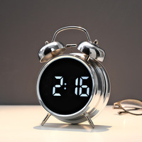 Réveil numérique intelligent LED moderne, horloge analogique lumineuse en métal, horloge de bureau, horloge de table pour chambre à coucher, salon, décoration de la maison