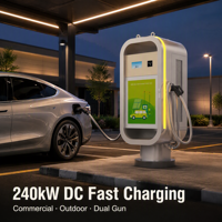 Station de recharge rapide DC commerciale pour véhicules électriques 240 kW, 250 A, 400 V, double pistolet, compatible OCPP, vente en gros