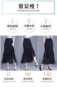 M-4XL nouvelle jupe irrégulière en dentelle Patchwork queue de poisson jupe taille haute jupe <span class=keywords><strong>mi</strong></span>-longue hanche étreinte jupe - Product Image 3