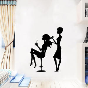 Calcomanías <span class=keywords><strong>de</strong></span> Pared <span class=keywords><strong>de</strong></span> Vinilo Impermeables con Diseño <span class=keywords><strong>de</strong></span> Chica <span class=keywords><strong>de</strong></span> Peluquería y Tiempo <span class=keywords><strong>de</strong></span> Café, Adhesivos <span class=keywords><strong>de</strong></span> Pared Negros para Salón <span class=keywords><strong>de</strong></span> Belleza y Sala <span class=keywords><strong>de</strong></span> Estar - Product Image 1