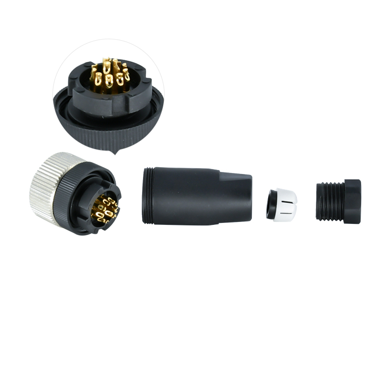 Straight Female M12 Waterproof Connector 17 Pin Plastic Assembly