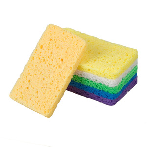 Éponge de cuisine en coton de pulpe de bois naturel, rectangulaire, épaisse, tampon de nettoyage, éponge à vaisselle, multicolore - Product Image 1
