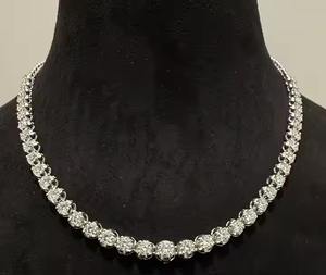 Elegante collar de diamantes de tenis en oro macizo de 14K 18K, joyería de lujo atemporal de una sola línea - Product Image 6