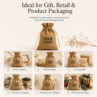 Sacs en toile de jute personnalisés avec logo, pochette cadeau à cordon, sac en fibre de chanvre naturelle pour bougies, savons, café, thé, emballage de mariage et de fêtes