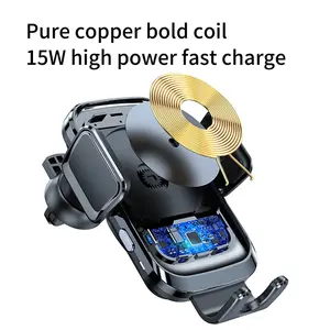 Support de téléphone de voiture à charge rapide 15W, <span class=keywords><strong>chargeur</strong></span> sans fil à <span class=keywords><strong>induction</strong></span> tactile pour <span class=keywords><strong>iPhone</strong></span> Galaxy - Product Image 5