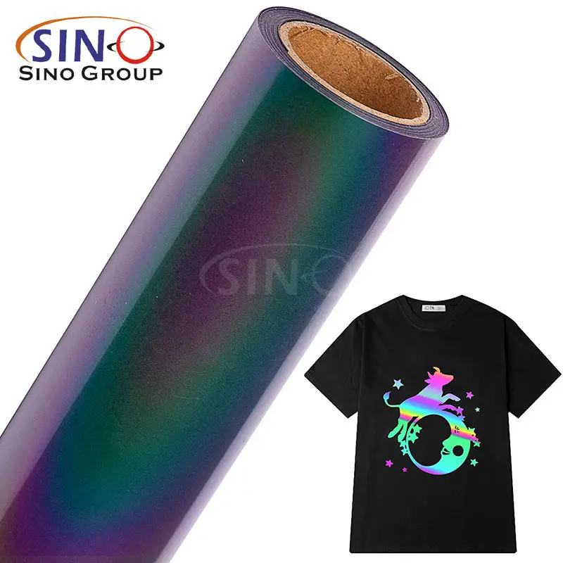 HTV Hot Transfer Druck Wärme presse T-Shirt Kleidung Textilien Baumwoll stoff Reflektierende Regenbogen Wärme übertragung Vinyl Für T-Shirt