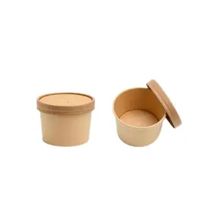 Customized Freezer Containers Print 4oz 120ml Ice Cream Kraft Paper Soup Bowl Cup With Lid